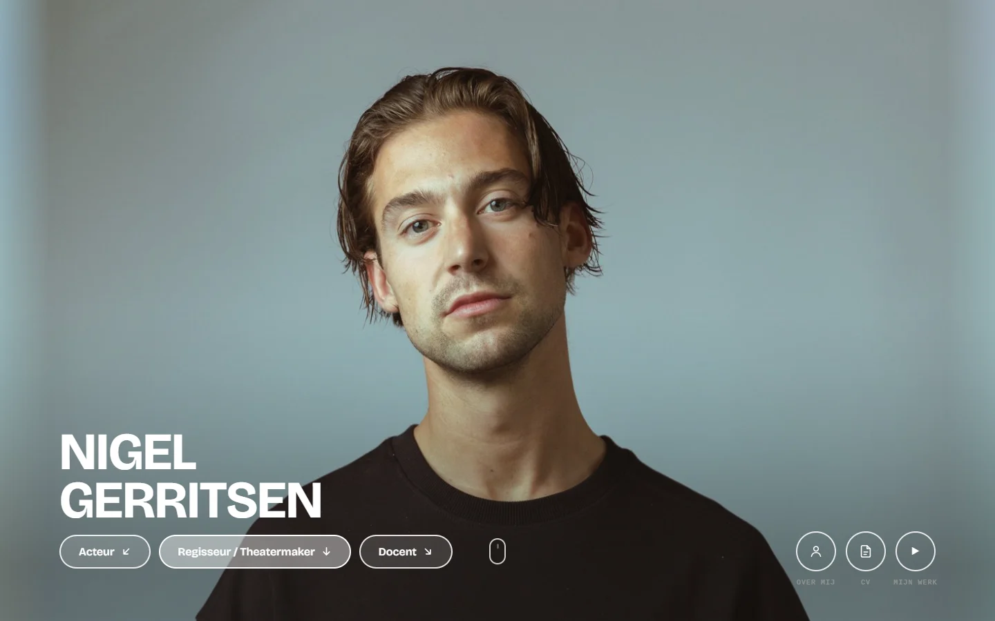 Homepage met de drie vakken direct onder de naam
