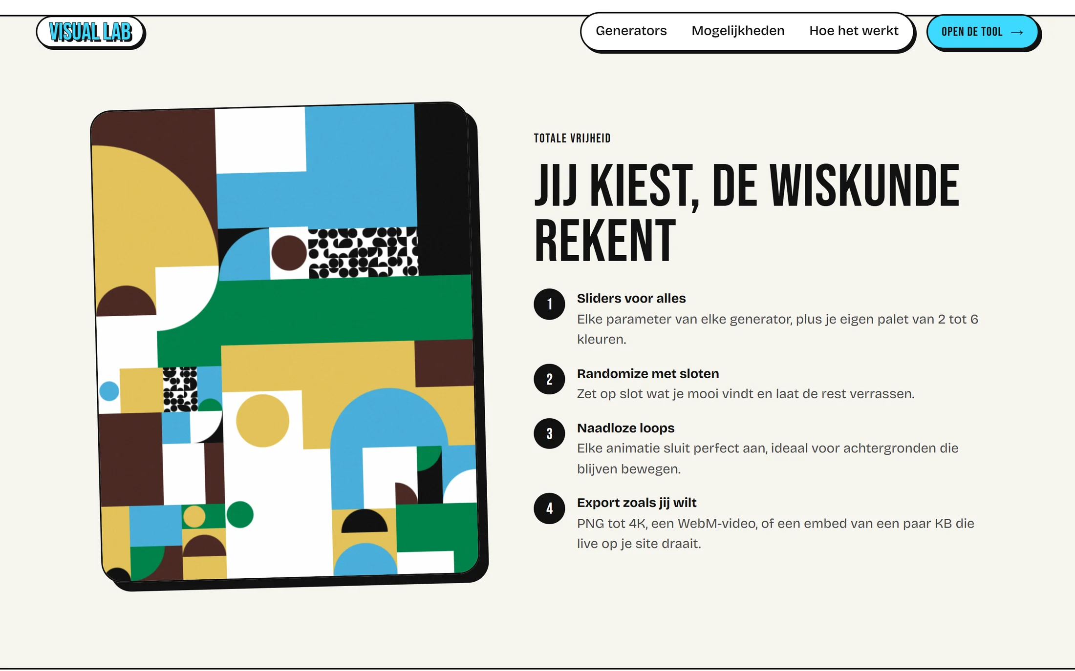Sliders, sloten, naadloze loops en export, uitgelegd op de voorbeeldsite